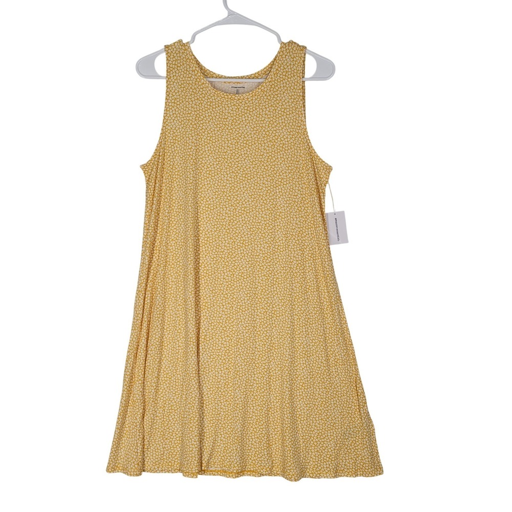 Yellow Micro Floral‎ Sleeveless Swing Dress Medium NWT Cottage Boho Amazon